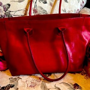 Large Red leather tote